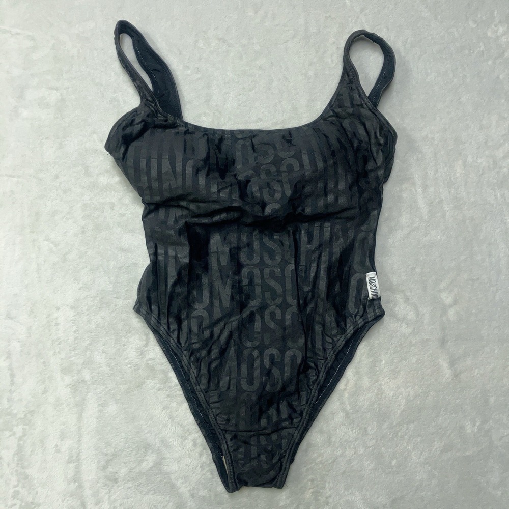 Rare‎ Moschino Cheap and Chic One Piece Swim Suit Logo Black Padded Swim *READ